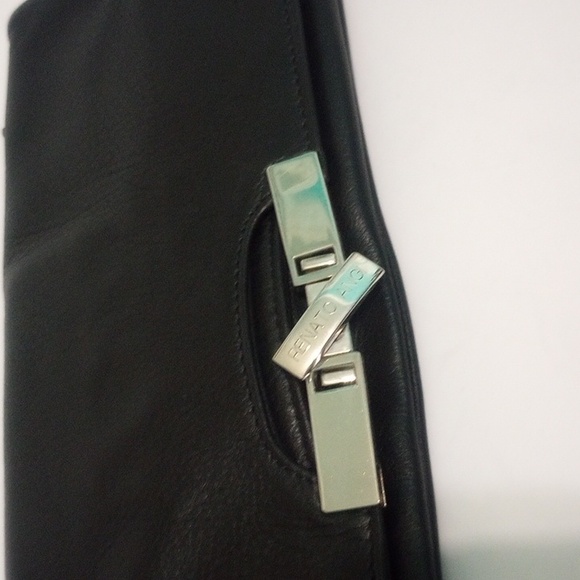 RENATO ANGI Venezia Made in Italy Black Leather Clutch / Crossbody/ Shoulder Bag - Picture 5 of 11